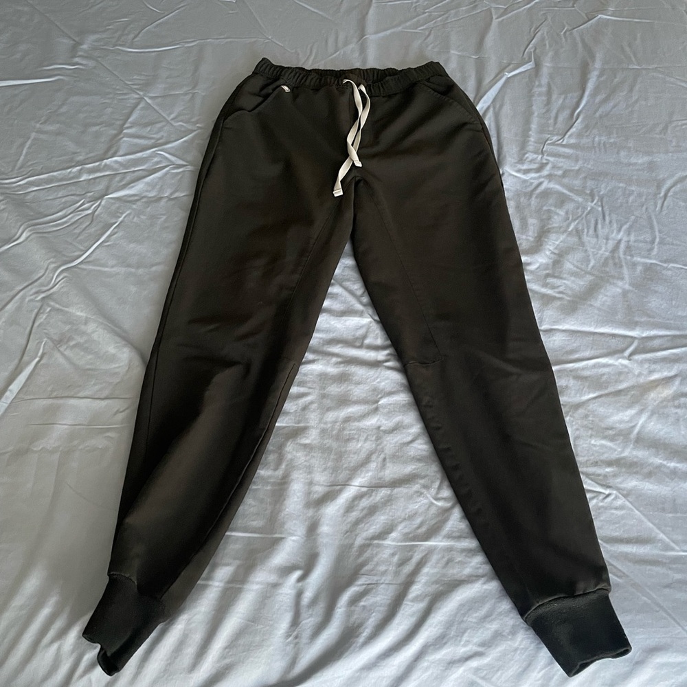 Figs Black Scrubs with White Drawstring